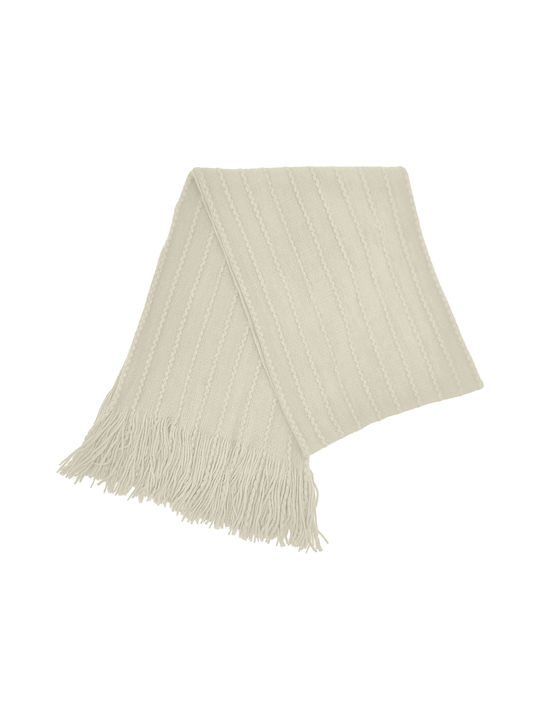 Women's scarf with fringes Ecru code 3567