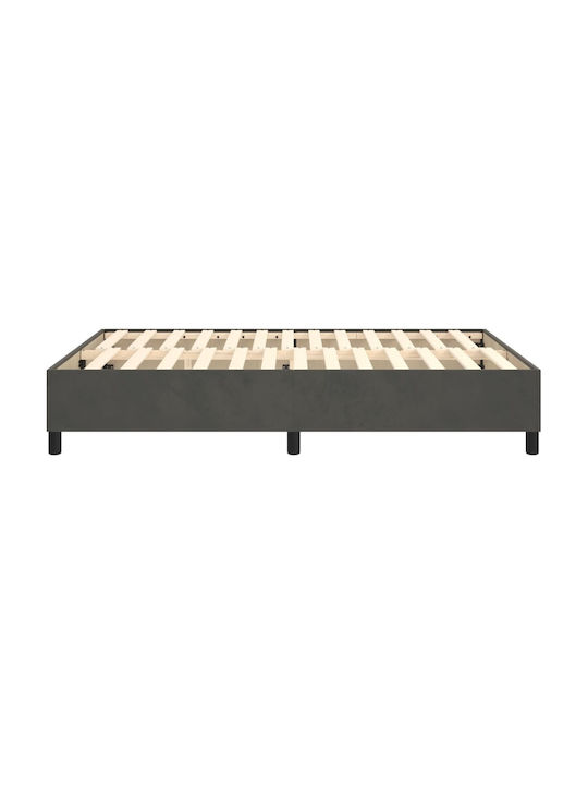Double Upholstered Bed Base with Fabric Dark Gray for Mattress 140x200cm