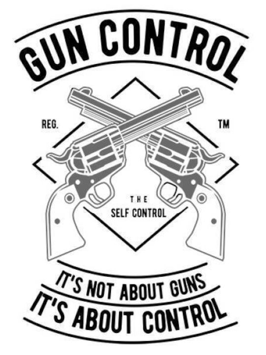 Takeposition Gun Control T-shirt Bărbătesc cu Mânecă Scurtă Alb