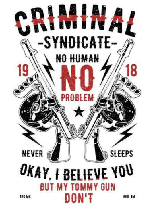 Takeposition Criminal Syndicate T-shirt Bărbătesc cu Mânecă Scurtă Alb