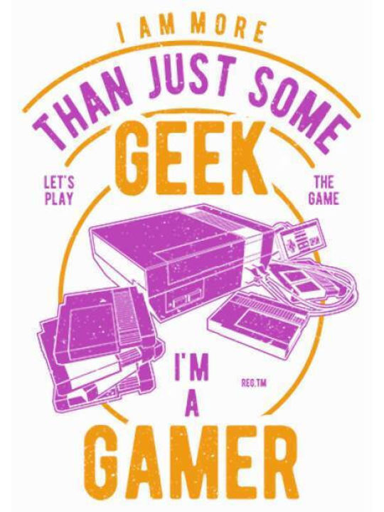 Takeposition Geek Gamer T-shirt Bărbătesc cu Mânecă Scurtă Alb