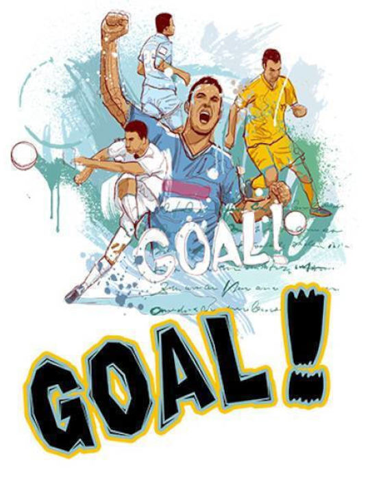 Takeposition Goal T-shirt Bărbătesc cu Mânecă Scurtă Alb