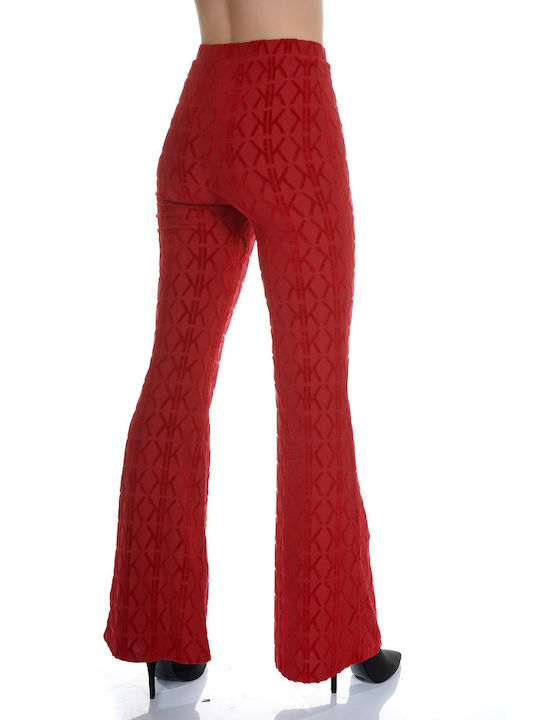 Kendall + Kylie Rise Flare Women's High Waist Wide Sweatpants Red Velvet