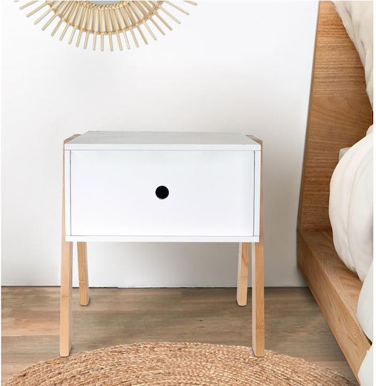 Κομοδίνο HD3728 Ξύλινο Λευκό 45.3x44x35cm