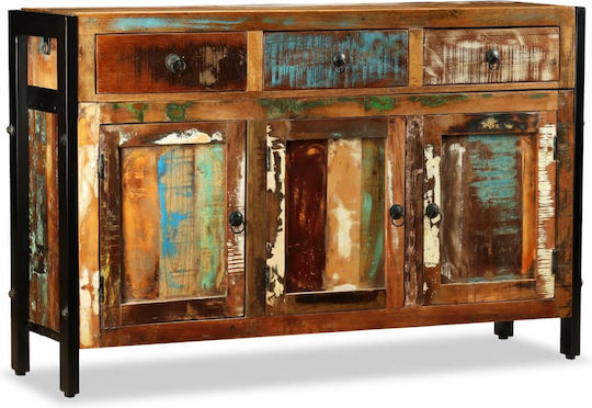 Wooden Buffet with Drawers Ανακυκλωμένο Ξύλο L120xW35xH76cm