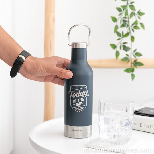Mr. Wonderful Today Is My Day Μπουκάλι Θερμός Ανοξείδωτο 500ml Μπλε