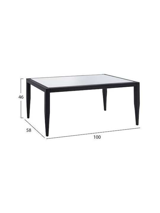 Sitting Room Outdoor Table with Glass Surface and Aluminum Frame Grey 100x58x46cm