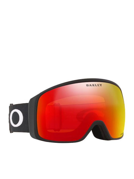 Oakley Flight Tracker Mască de Schi & Snowboard pentru Adulți Neagră cu Lentilă Oglindă Roșie