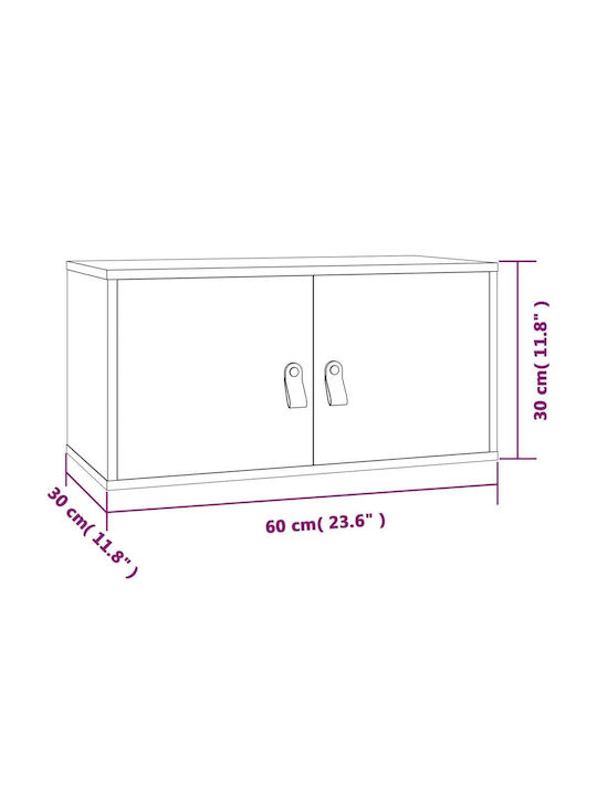 Hängendes Wohnzimmer Nischenschrank aus Massivholz Braun Meliert 60x30x30cm