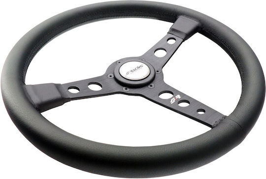 Simoni Racing Τιμόνι Αυτοκινήτου Grinta Δερμάτινο Τριάκτινο με Διάμετρο 35cm Μαύρο/Μαύρο