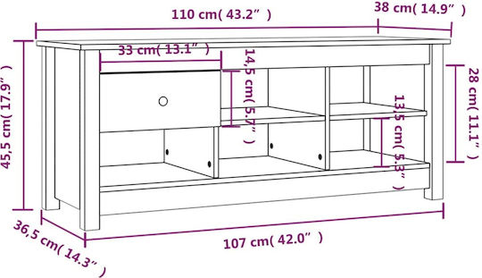 Обувки с Плот от Масивно Дърво Кафяв М110xД38xВ45.5см