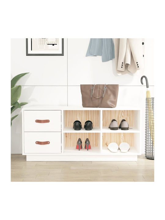 Shoe Organizer with 2 Shelves White 100x34x45cm