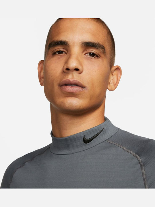 Nike Pro Warm Ανδρική Ισοθερμική Μακρυμάνικη Μπλούζα Γκρι