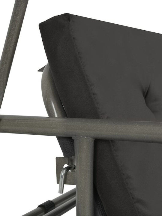 Garten & Veranda Schaukel mit Basis und Kissen 3 Sitze Metallisch Charcoal L198xB120xH205cm