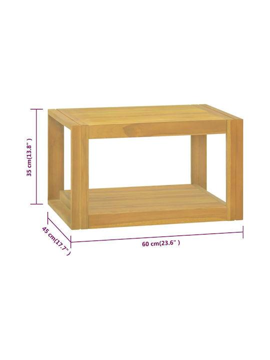 vidaXL Floor Bathroom Shelf Wooden with 2 Shelves 60x45x35cm Brown