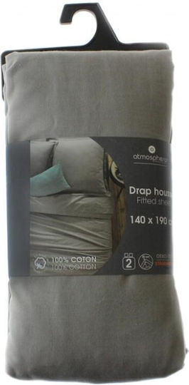 Atmosphera Σεντόνι Διπλό με Λάστιχο 140x190εκ. Γκρι