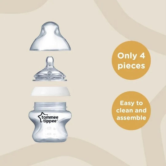 Tommee Tippee Set Plastic Baby Bottles Closer To Nature Anti-Colic with Silicone Teat for 0+ Months Pink Be Kind - Pink / Purple 260ml 2 Pieces