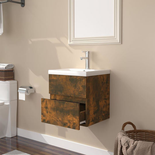vidaXL Countertop with Sink L41xW38.5xH45cm Smoky Oak