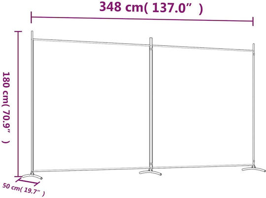 vidaXL Dekorativer Raumteiler Stoff mit 2 Paneelen 348x180cm