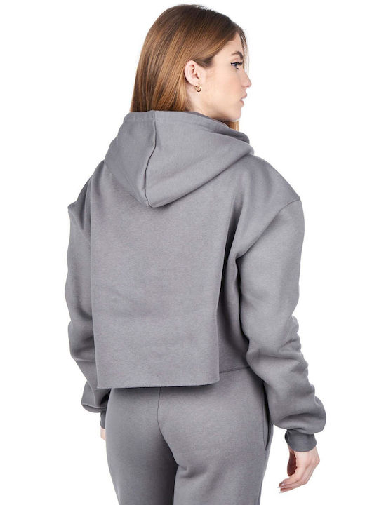 Kendall + Kylie Women's Cropped Hooded Sweatshirt Gray