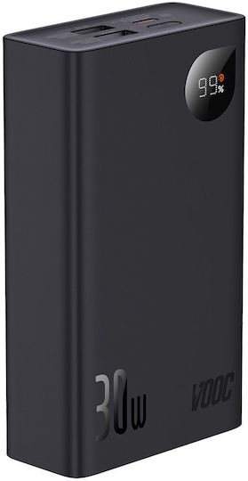 Baseus Adaman2 Power Bank 20000mAh 30W с 2 USB-A порта и USB-C порт Power Delivery / Бързо зареждане 3.0 Черен