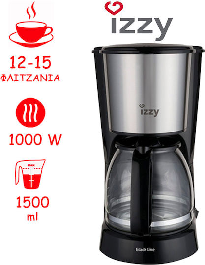 Izzy Black Line HB88024 222486 Mașină de cafea cu filtru 800W Argint