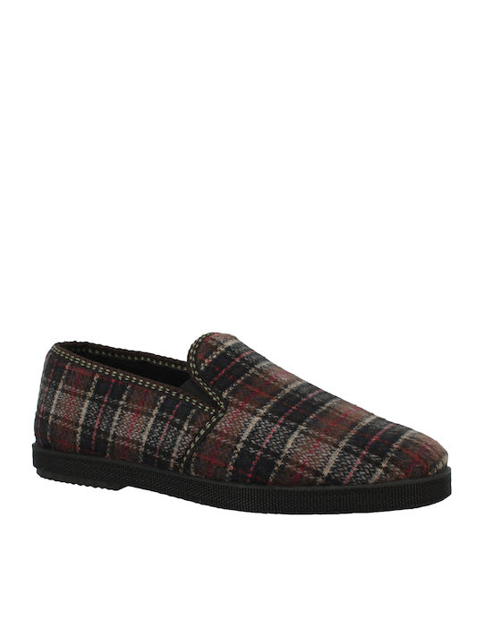Heel Enclosed Winter Men's Slippers Brown