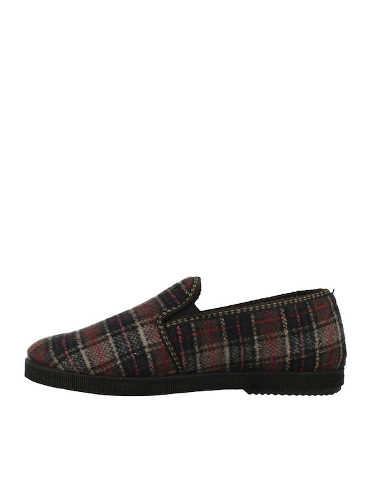 Heel Enclosed Winter Men's Slippers Brown