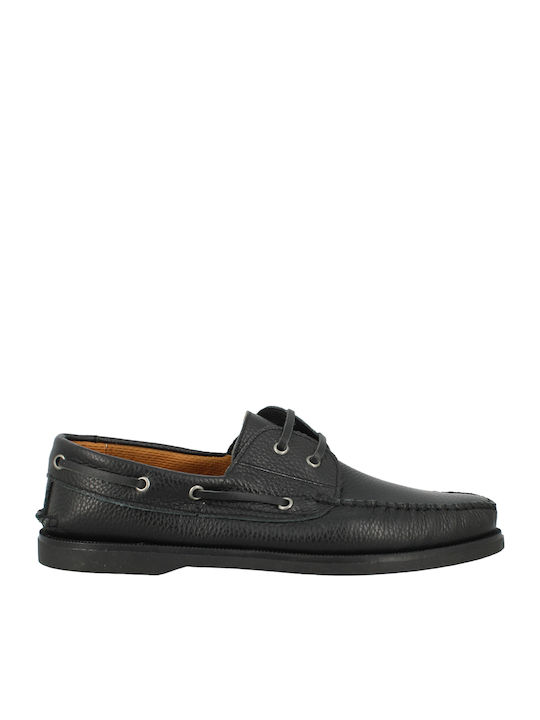 23-12 Men's Leather Boat Shoes Black