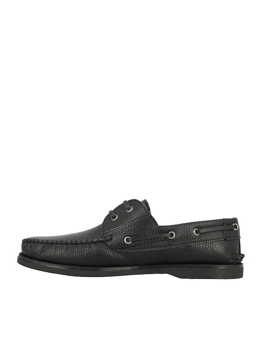 23-12 Men's Leather Boat Shoes Black