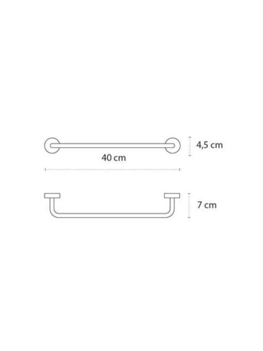 Karag Modern Ράγα Μπάνιου Μονή Επιτοίχια με Βίδες Inox Ασημί