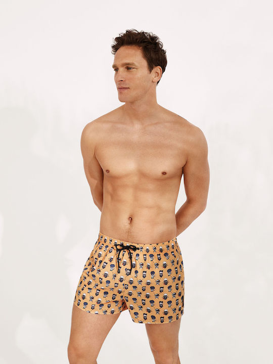 Men's Swimwear Shorts Yellow with Patterns
