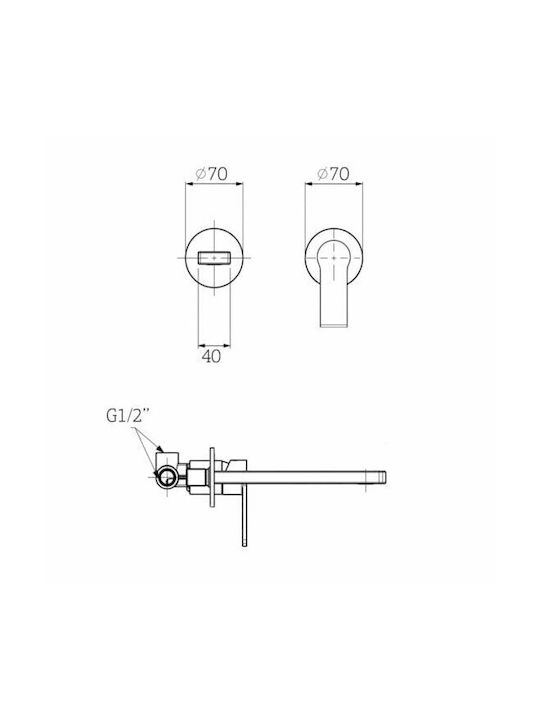 Orabella Falcon Built-In Mixer & Spout Set for Bathroom Sink with 1 Exit Silver