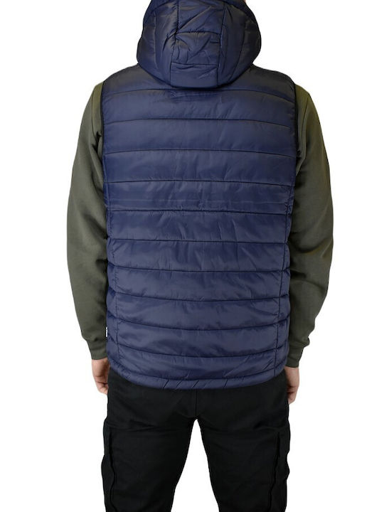 Double Ärmellos Herren Jacke Lässig Blau