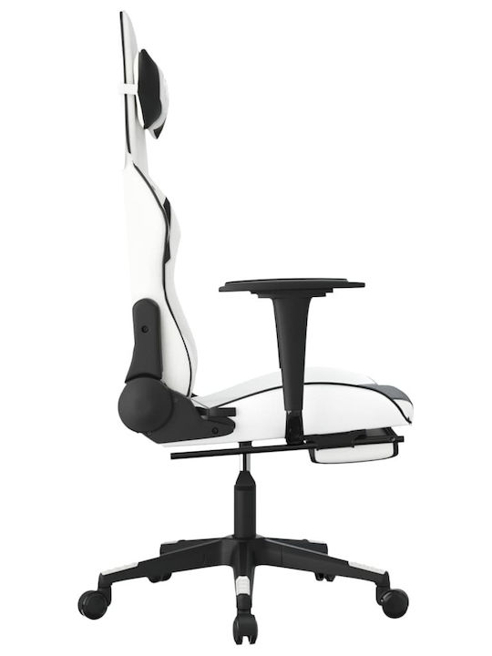 vidaXL 3143709 Геймърски стол Бяло/черно