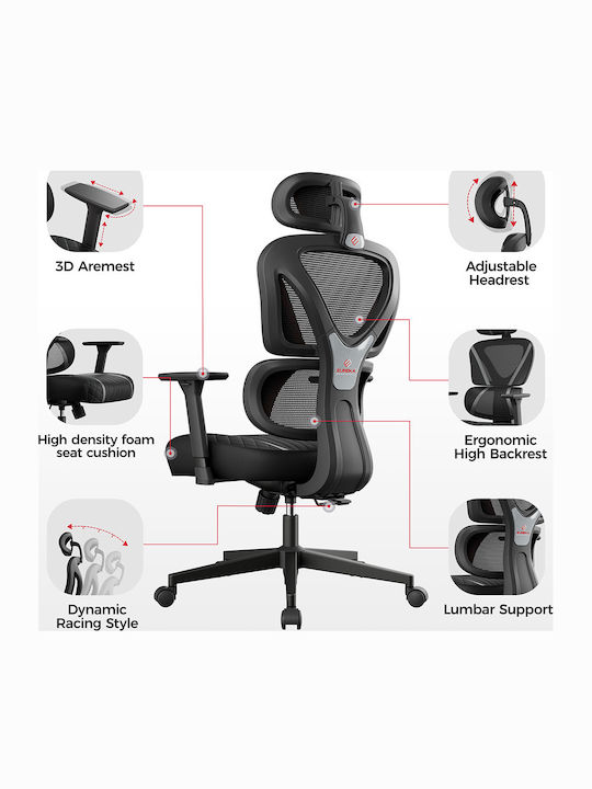 Eureka Ergonomic Norn Fabric Gaming Chair with Adjustable Arms Gray