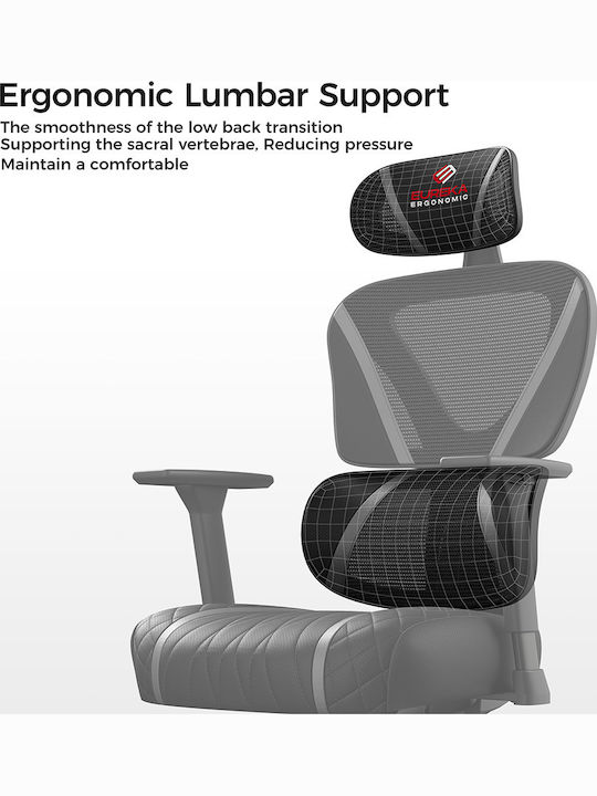 Eureka Ergonomic Norn Fabric Gaming Chair with Adjustable Arms Gray