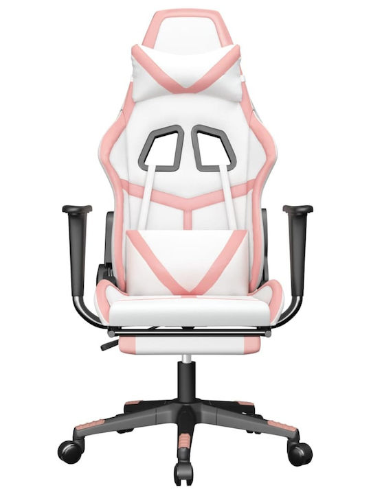 vidaXL 3143684 Gaming Chair with Footrest White / Pink