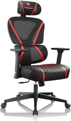 Eureka Ergonomic Norn Artificial Leather Gaming Chair with Adjustable Arms Red