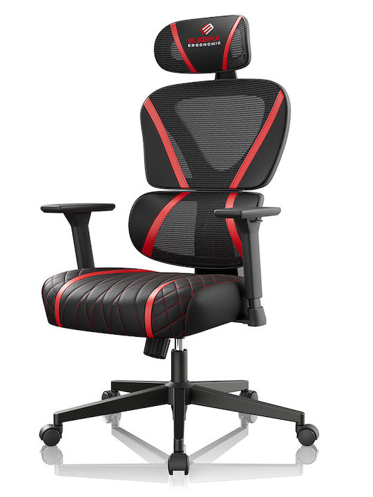 Eureka Ergonomic Norn Καρέκλα Gaming Δερματίνης με Ρυθμιζόμενα Μπράτσα Κόκκινη