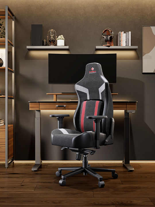 Eureka Ergonomic Python II GC-08 Υφασμάτινη Καρέκλα Gaming με Ρυθμιζόμενα Μπράτσα Κόκκινη