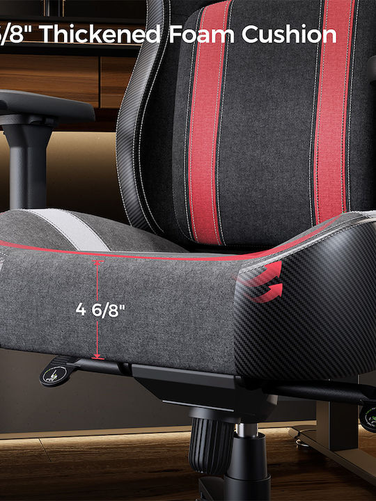 Eureka Ergonomic Python II GC-08 Υφασμάτινη Καρέκλα Gaming με Ρυθμιζόμενα Μπράτσα Κόκκινη
