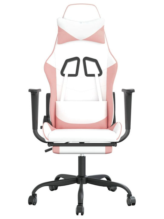 vidaXL 3143662 Gaming Chair with Footrest White / Pink