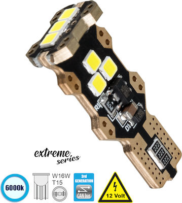 GloboStar Λάμπα Αυτοκινήτου Extreme Series T10 / T15 / W16W Canbus LED 6000K Ψυχρό Λευκό 12V 5W 1τμχ