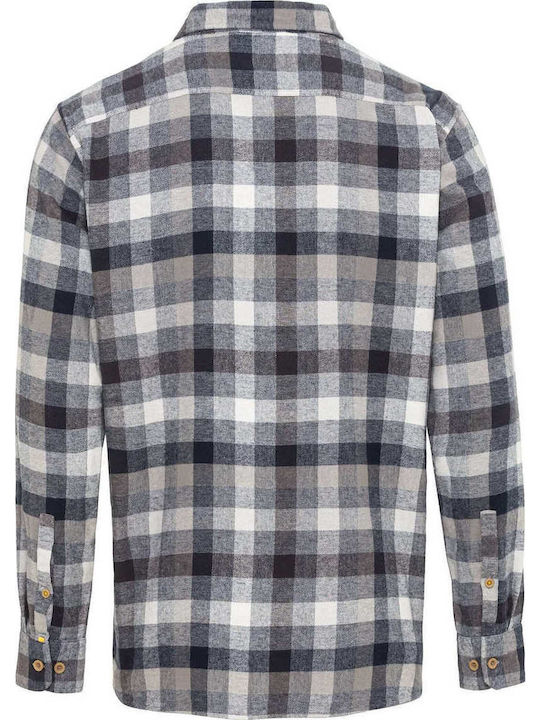 Long-sleeved Flannel Shirt Checked Gray
