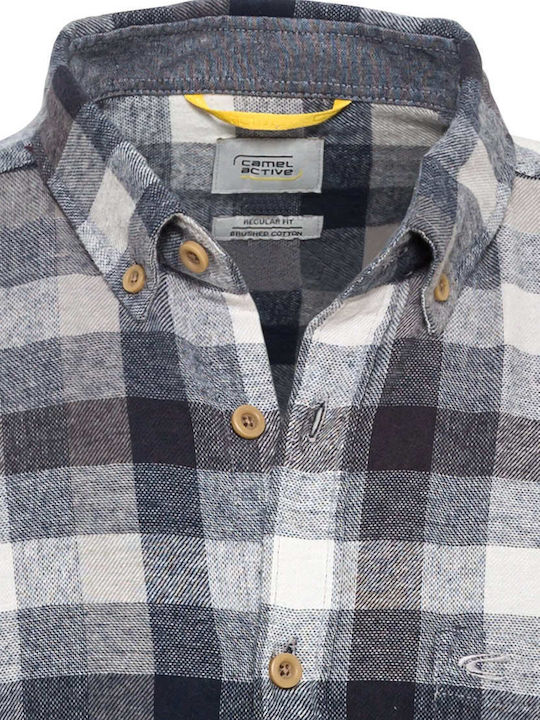 Long-sleeved Flannel Shirt Checked Gray