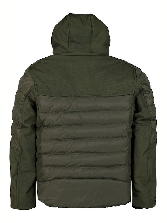 Men's softshell jacket with integrated hood Garcia Jeans (GJ210904-4345-GREEN-MELEE)