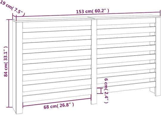 vidaXL Heizkörperabdeckung aus Massivem Holz Braune 153x19x84cm
