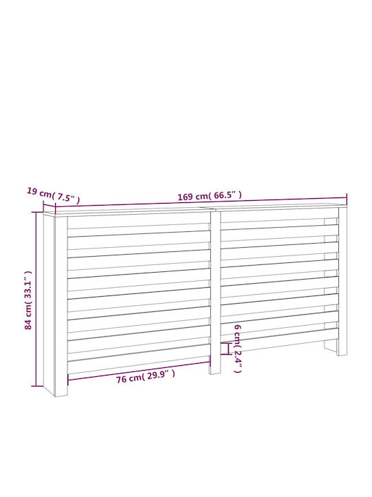 vidaXL Husă Pentru Radiator Din Lemn Masiv Maro 169x19x84cm