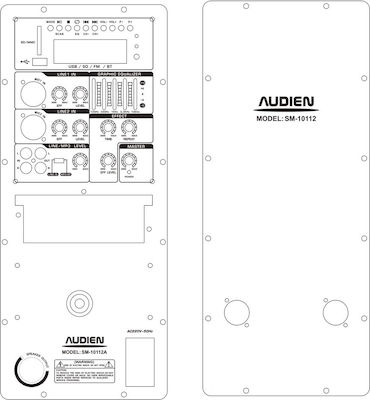 Audien Αυτοενισχυόμενο Ηχείο PA SM-10112A 150W με Woofer 12" 42x34.5x64εκ.
